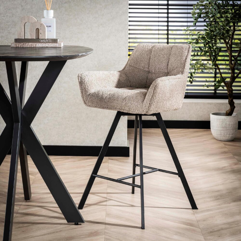 bouclé barstoelen Elda zand afbeelding 2