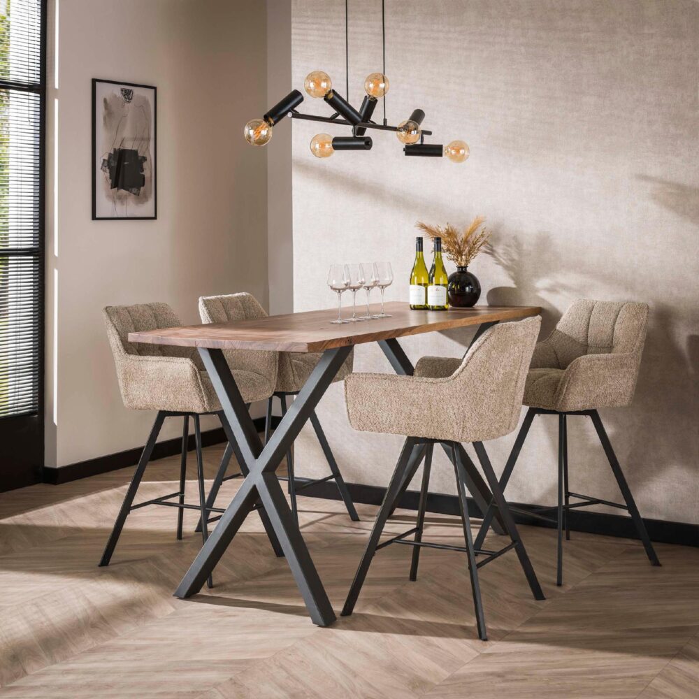 bouclé barstoelen Elda zand afbeelding 3