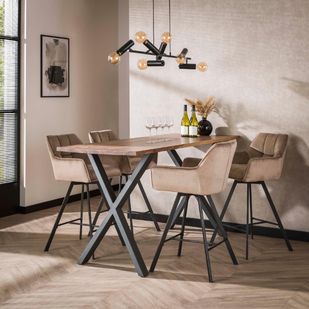 Elda champagne velvet barstoelen afbeelding 3