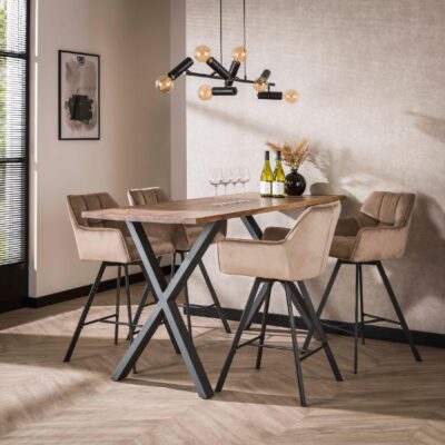 Elda champagne velvet barstoelen afbeelding 3