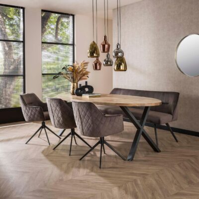 Nika draaibare velours eetkamerstoelen antraciet afbeelding 8