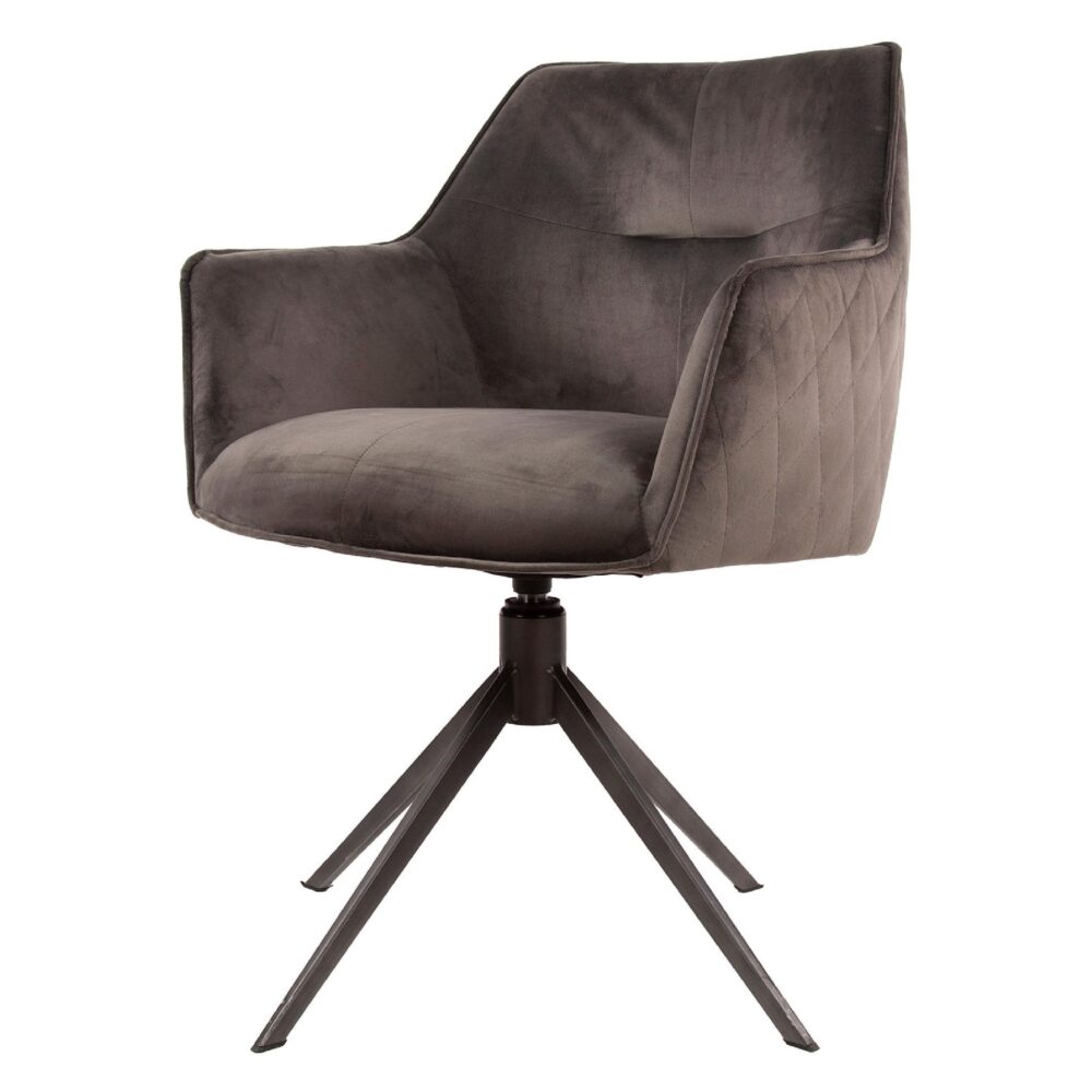 Nika draaibare velours eetkamerstoelen antraciet afbeelding 1