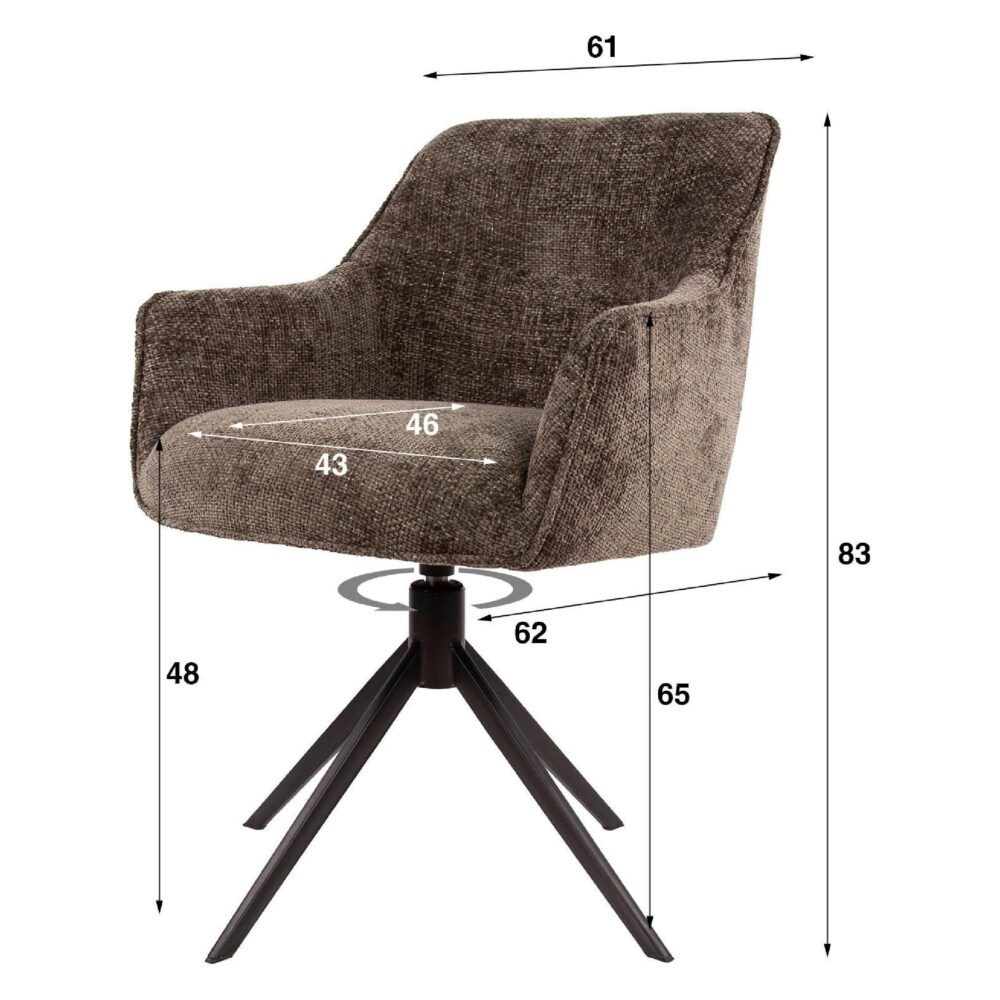 draaibare eetkamerstoel met armleuning Nika afbeelding 6
