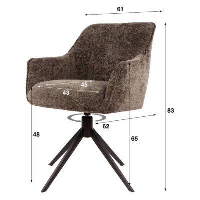 draaibare eetkamerstoel met armleuning Nika afbeelding 6