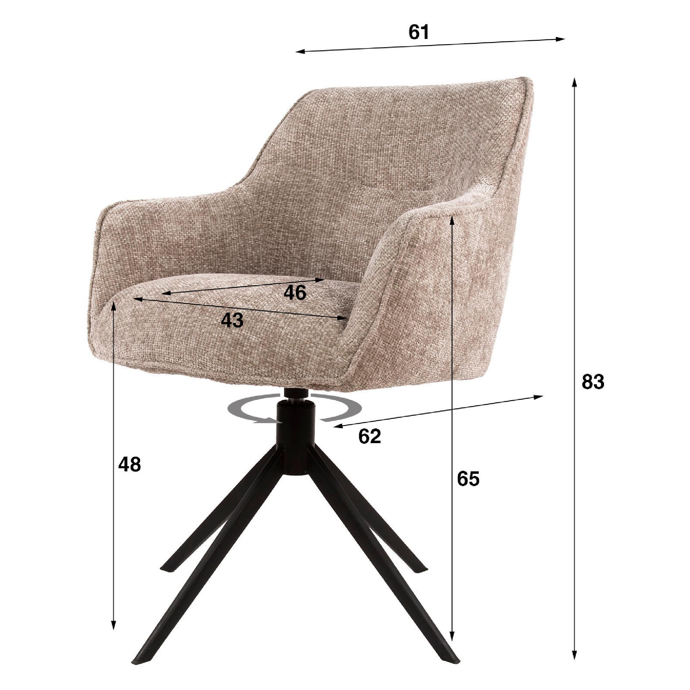 Nika draaibare eetkamerstoelen met armleuning zand afbeelding 6