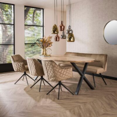 Nika draaibare velours eetkamerstoelen champagne afbeelding 8