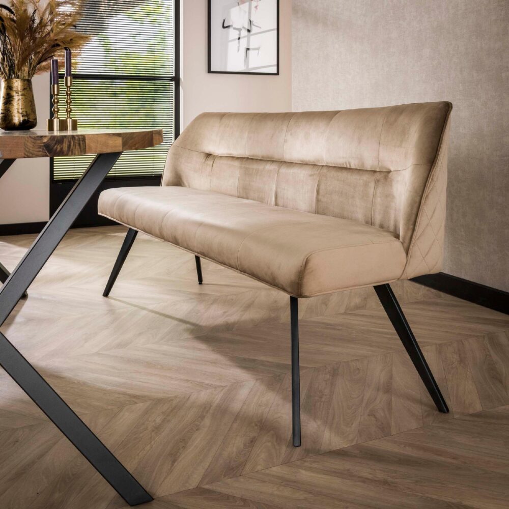 eetkamerbank Nika velours champagne afbeelding 2