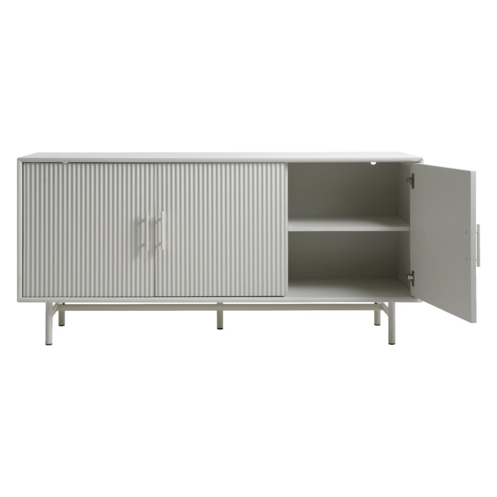 lichtgrijs houten dressoir Lona met lameldeuren afbeelding 4