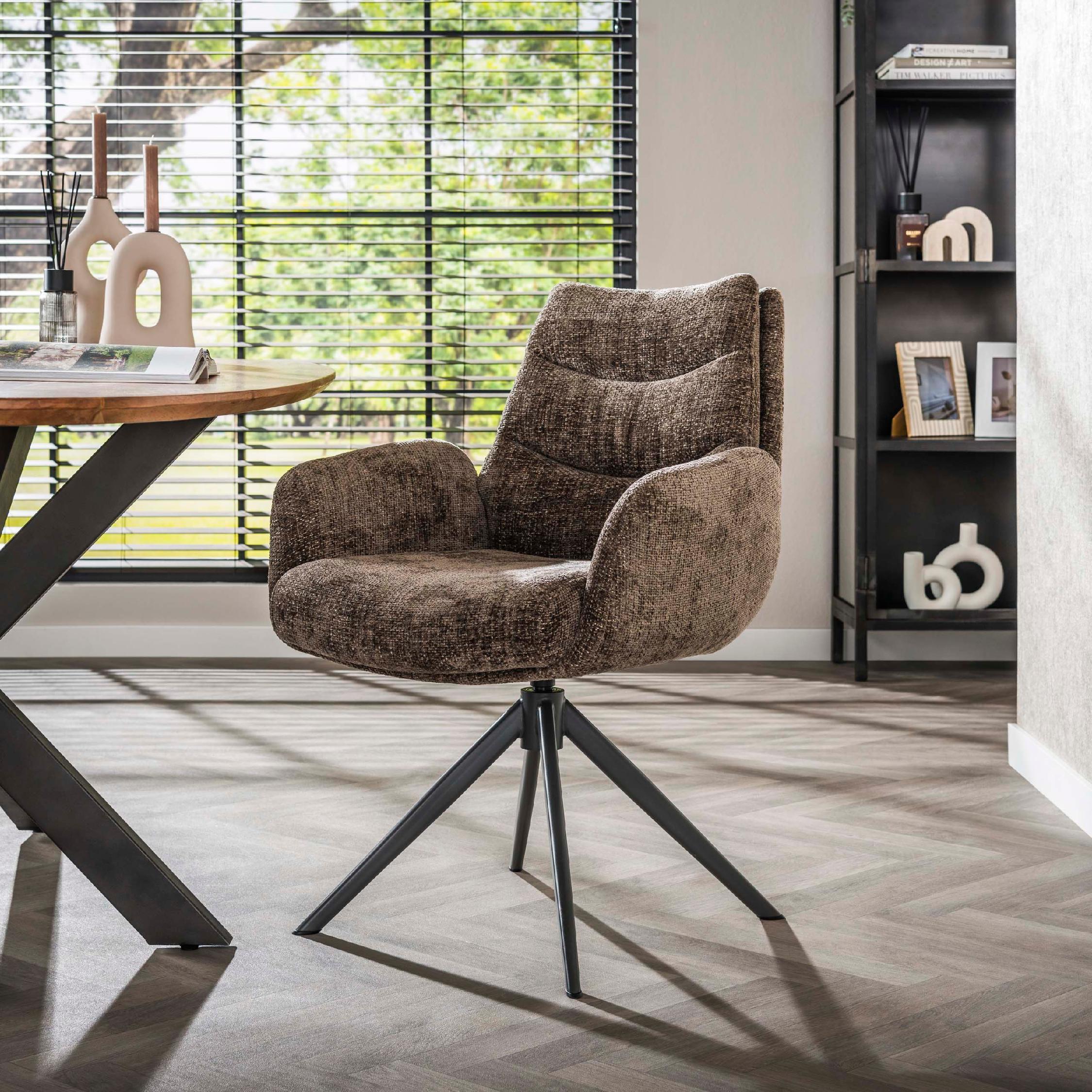 Sarvo taupe draaibare eetkamerstoelen met armleuning afbeelding 7