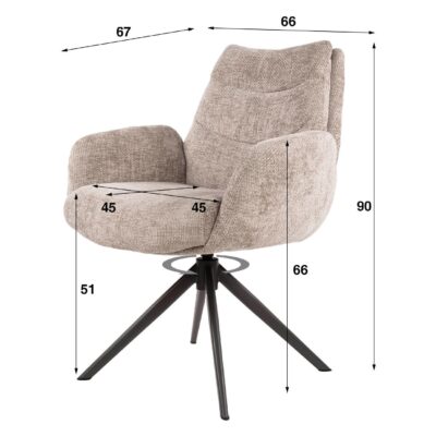 Sarvo draaibare eetkamerstoelen met armleuningen afbeelding 6