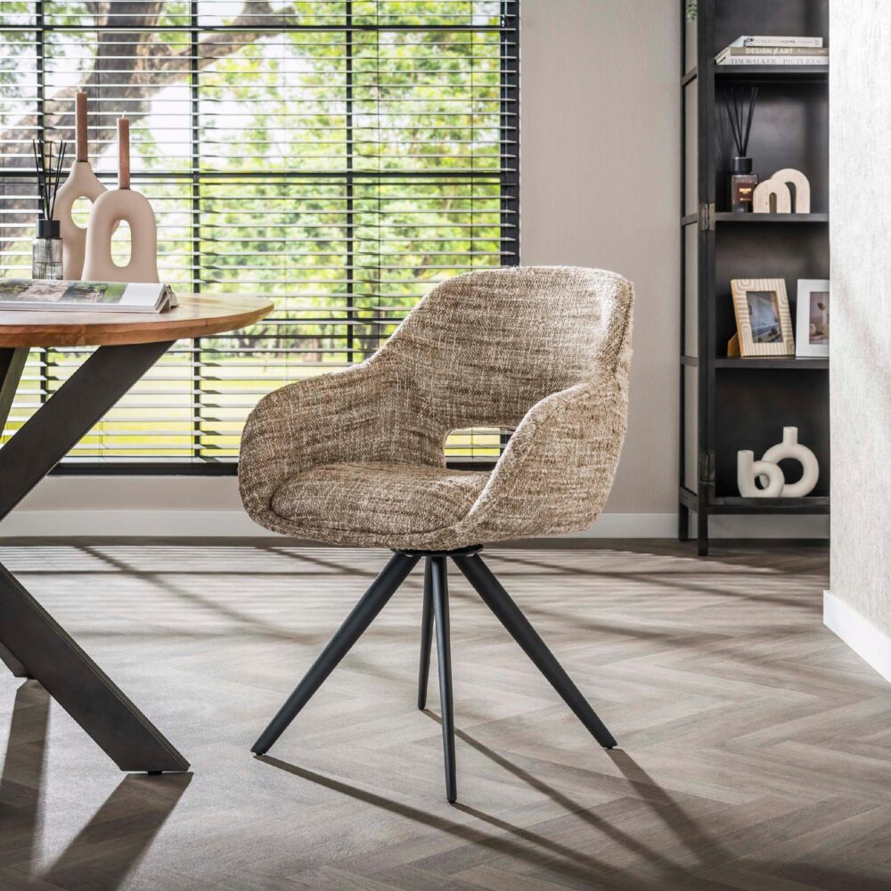 Tamo draaibare eetkamerstoelen met armleuning zand afbeelding 7