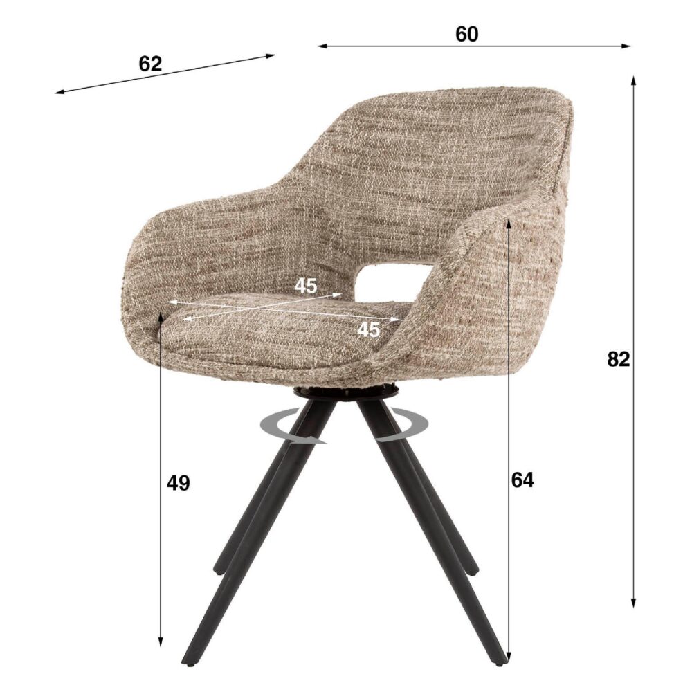 Tamo draaibare eetkamerstoelen met armleuning zand afbeelding 6