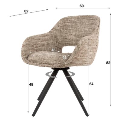 Tamo draaibare eetkamerstoelen met armleuning zand afbeelding 6