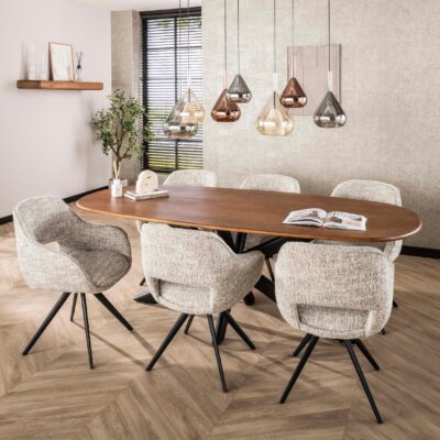 Tamo draaibare eetkamerstoelen met armleuning crème afbeelding 9