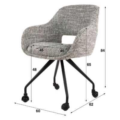 Tamo draaibare eetkamerstoelen met wieltjes grijs afbeelding 6
