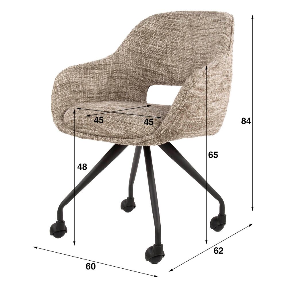 Tamo eetkamerstoelen met armleuning op wieltjes afbeelding 6