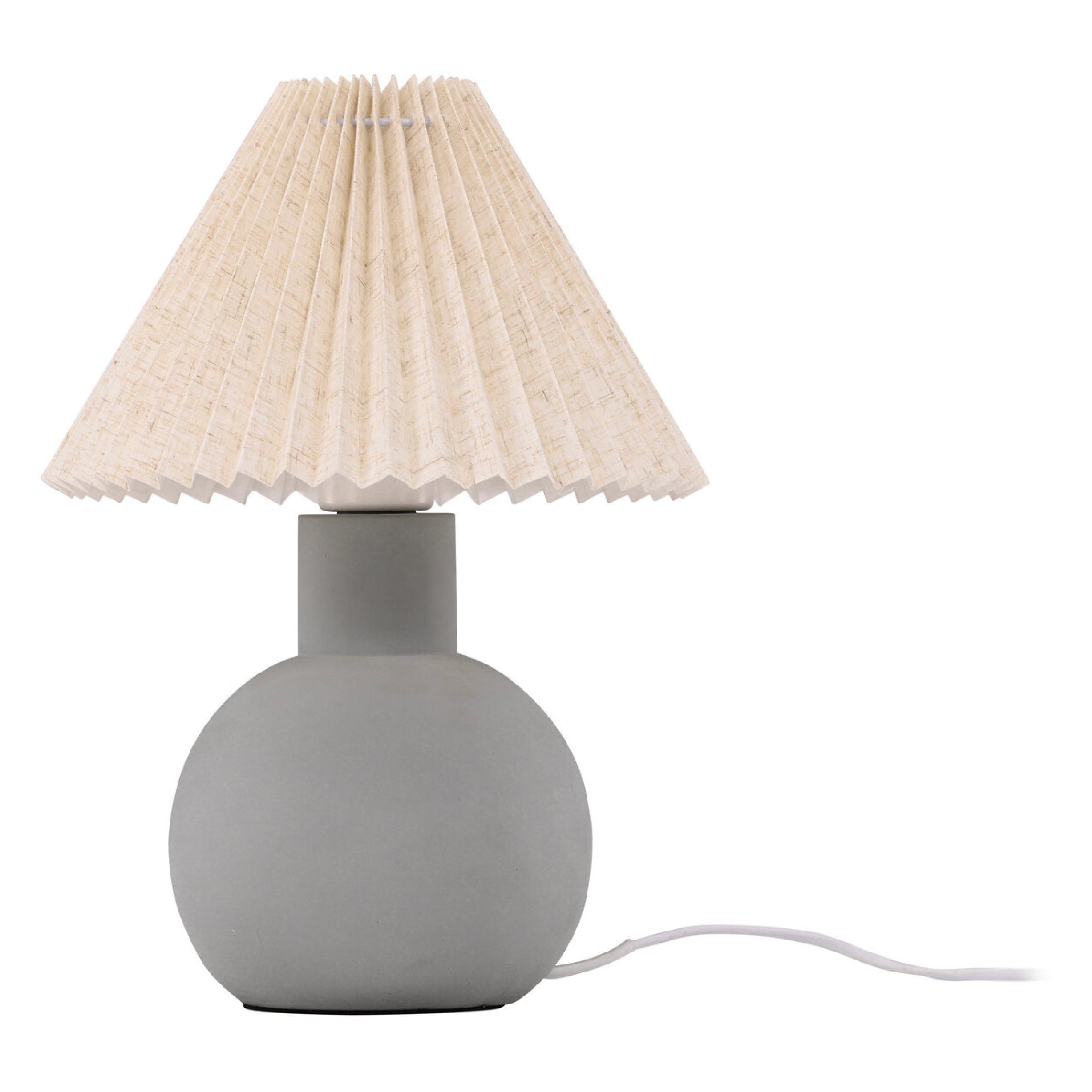 grijze betonnen tafellamp met linnen kap afbeelding 3