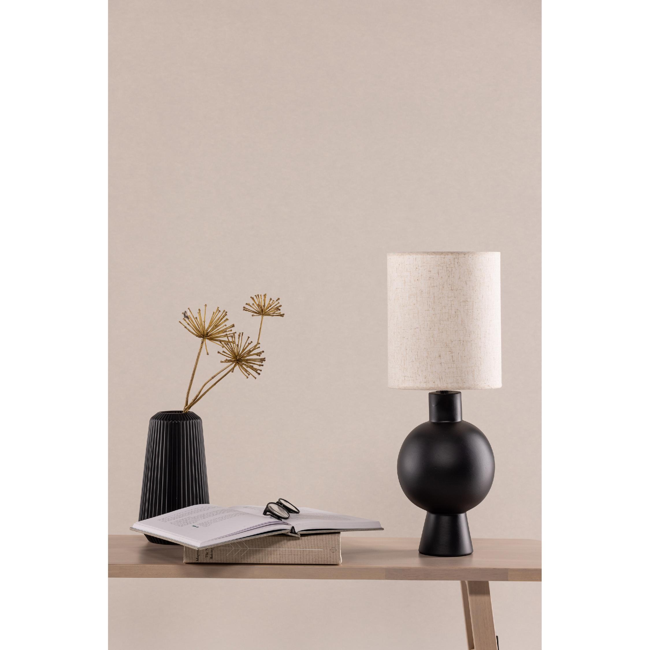 industriële tafellamp beton met linnen kap afbeelding 5