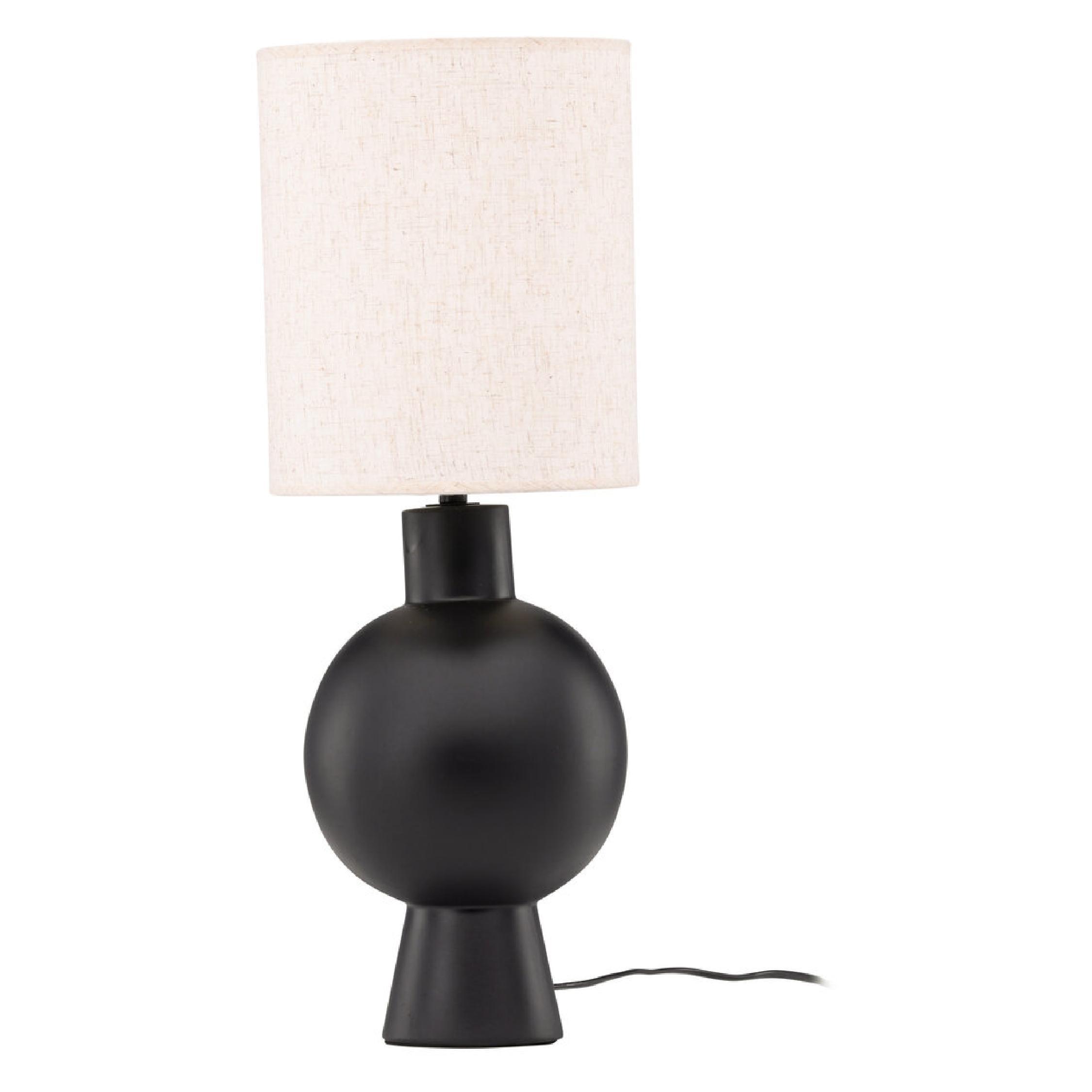 industriële tafellamp beton met linnen kap afbeelding 2