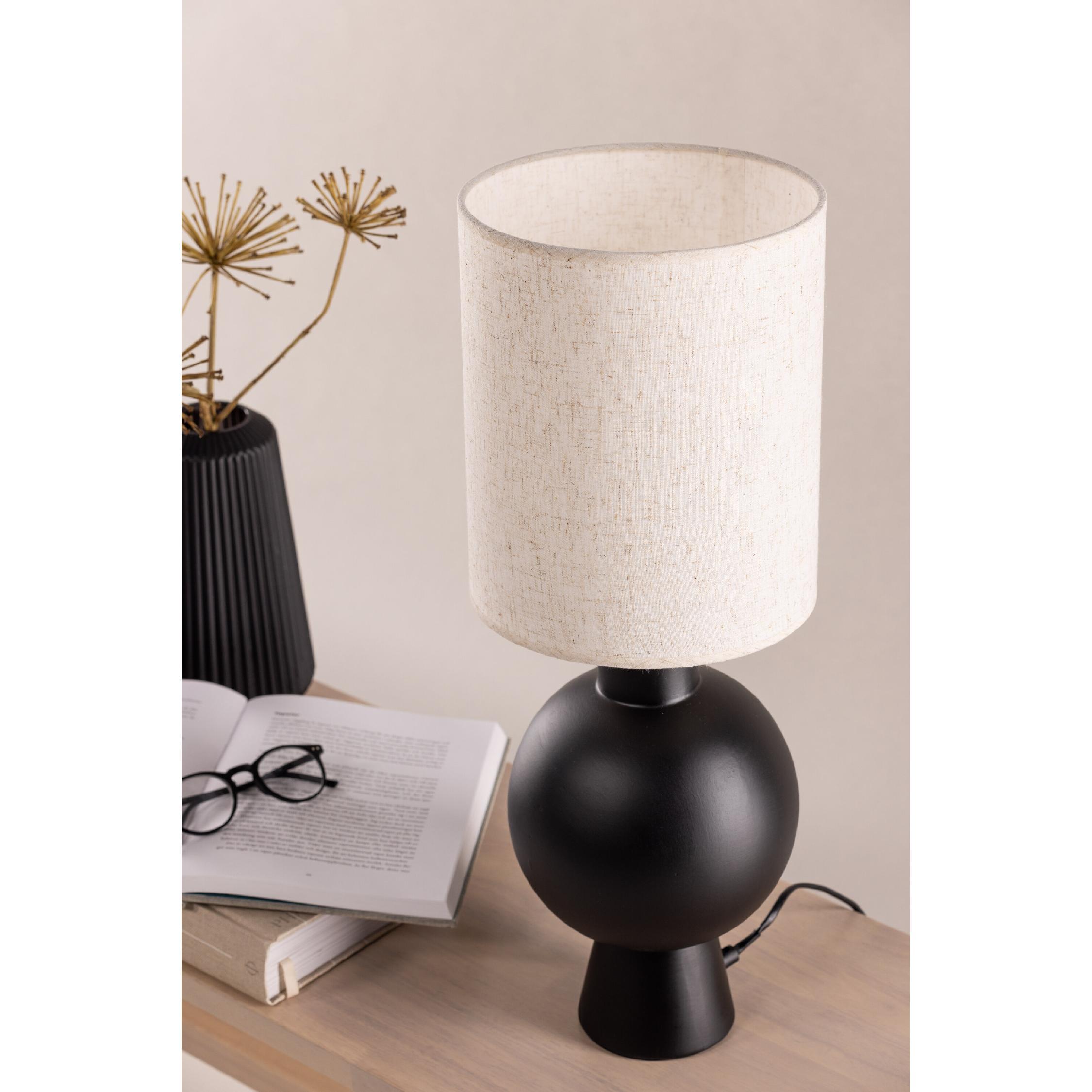 industriële tafellamp beton met linnen kap afbeelding 6