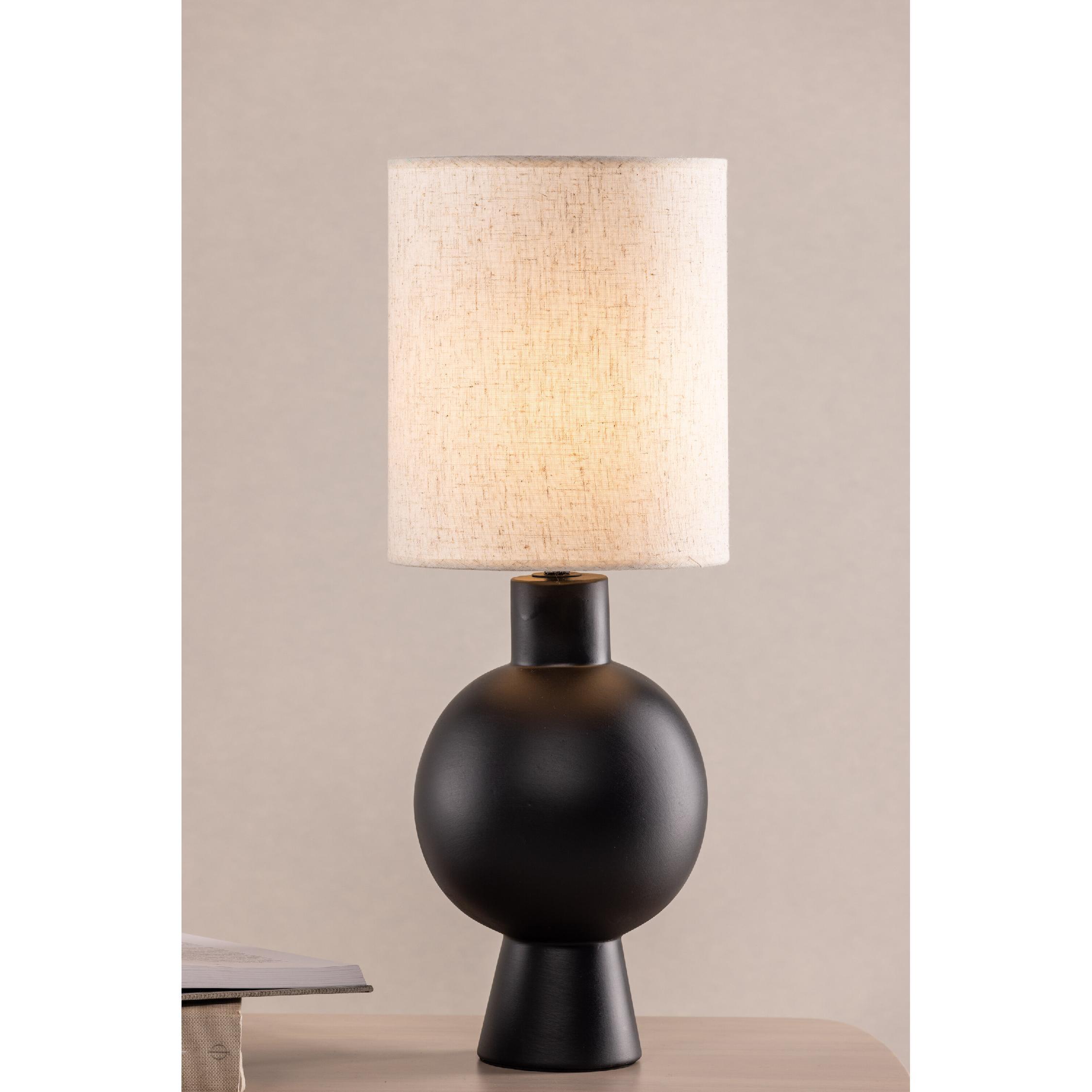 industriële tafellamp beton met linnen kap afbeelding 8