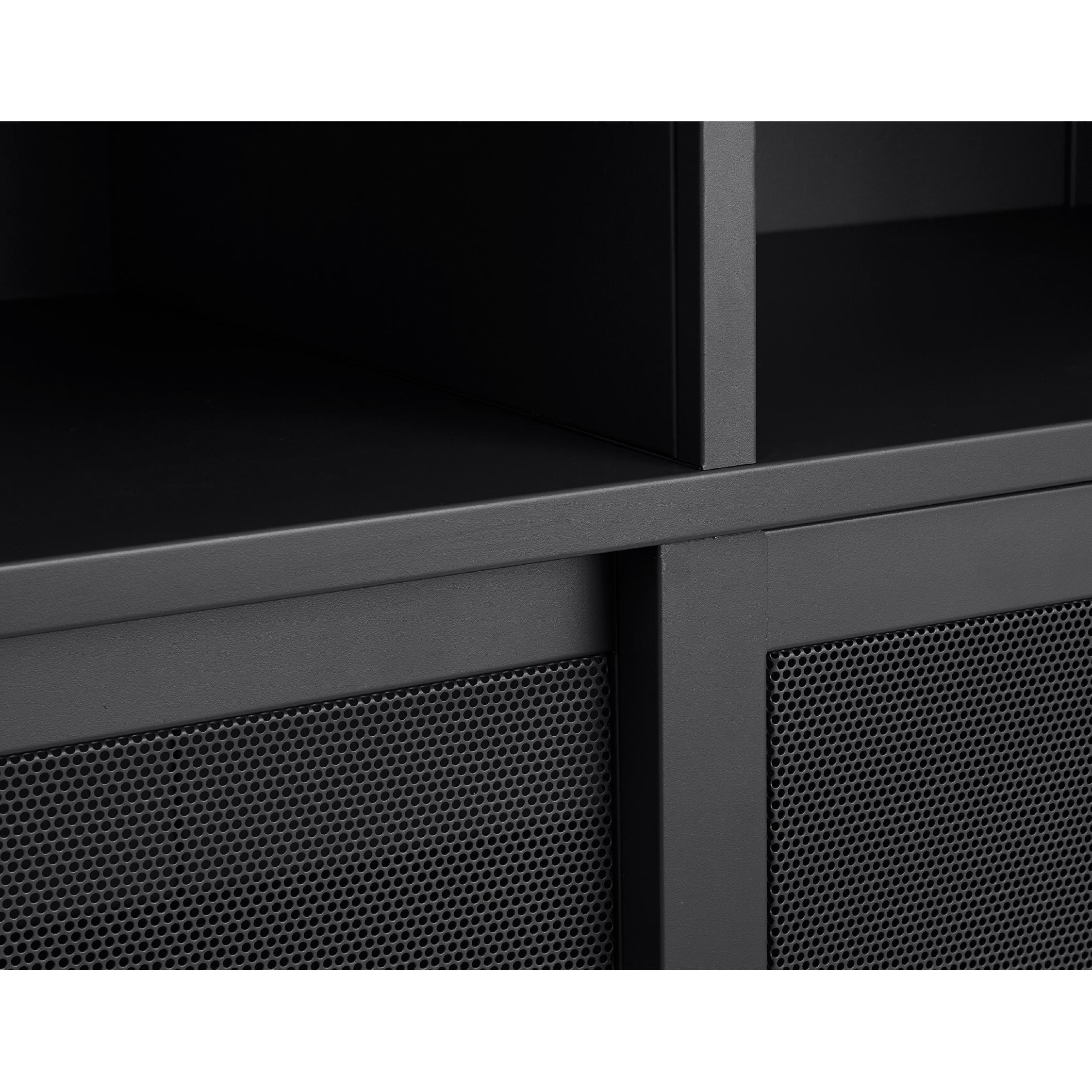 metalen opbergkast Evin zwart met schuifdeuren afbeelding 6