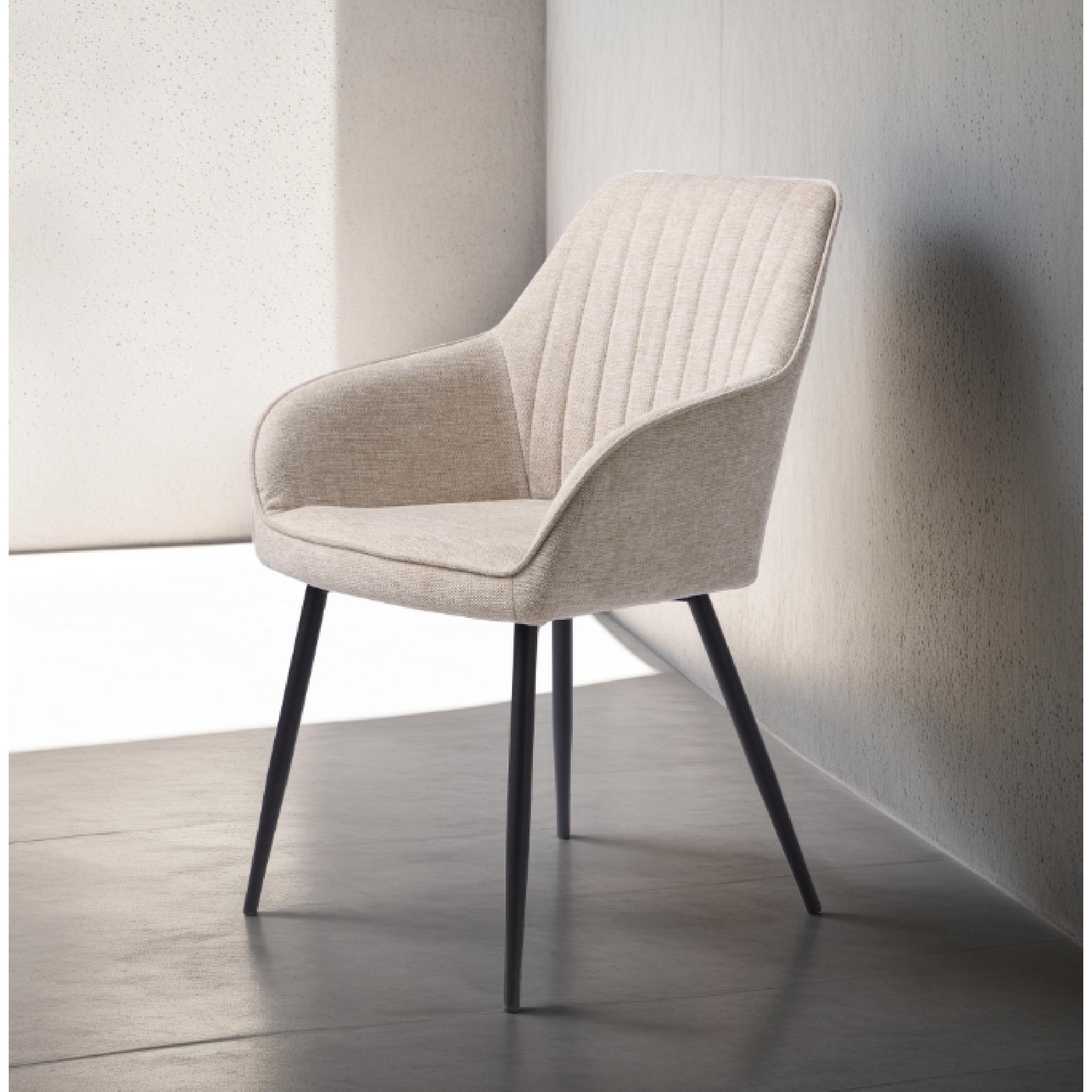 zandkleurige eetkamerstoelen met armleuning Zane afbeelding 12