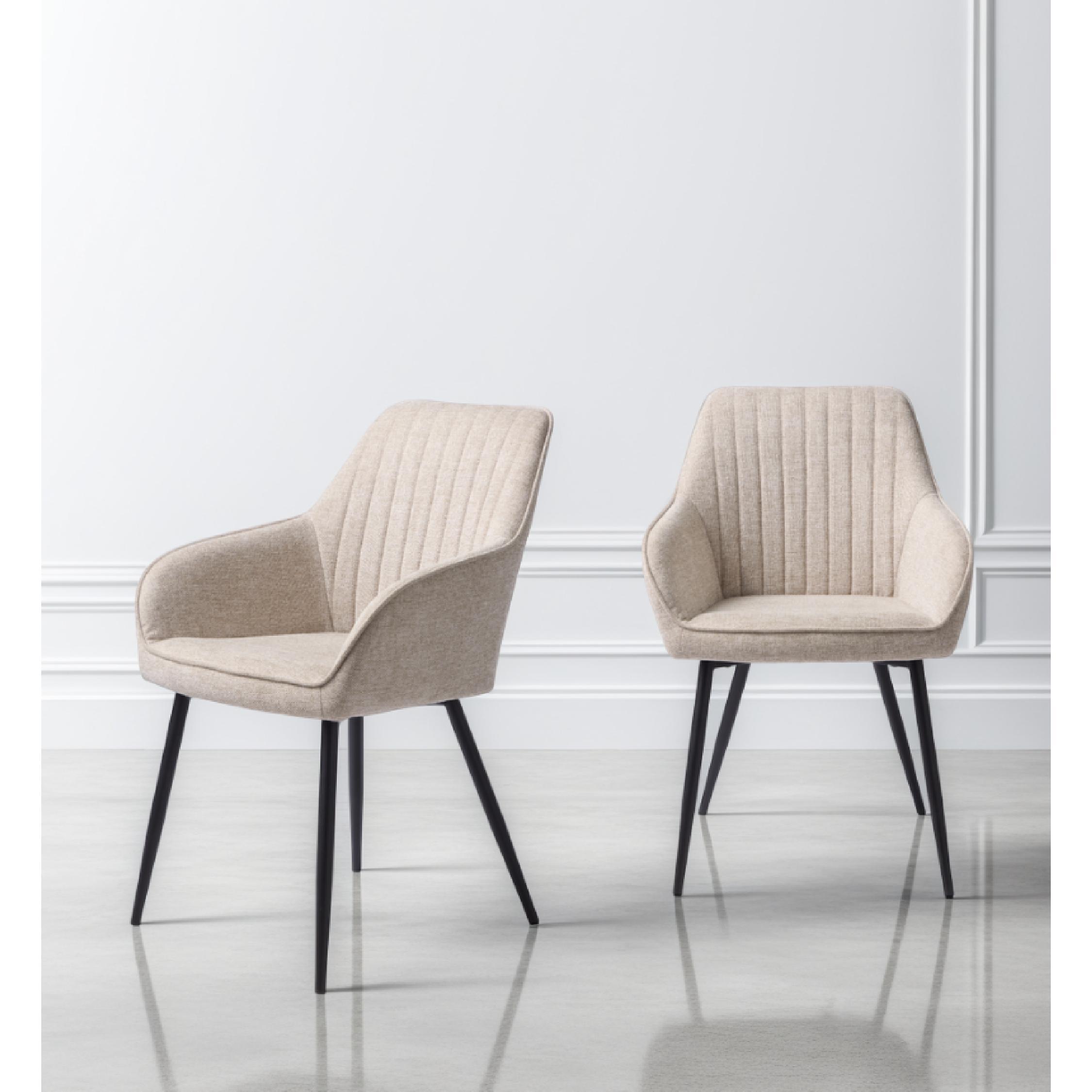 zandkleurige eetkamerstoelen met armleuning Zane afbeelding 13