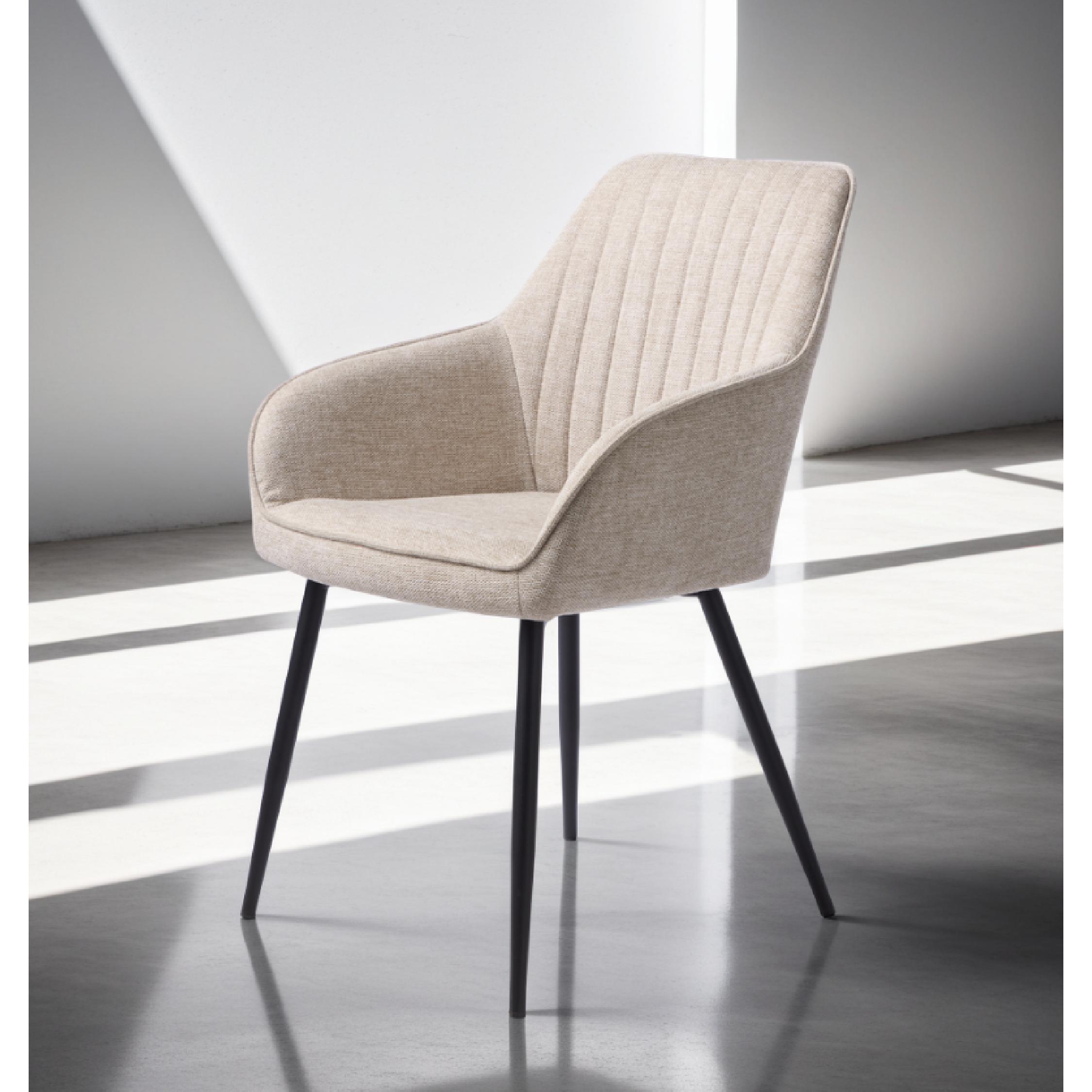 zandkleurige eetkamerstoelen met armleuning Zane afbeelding 14