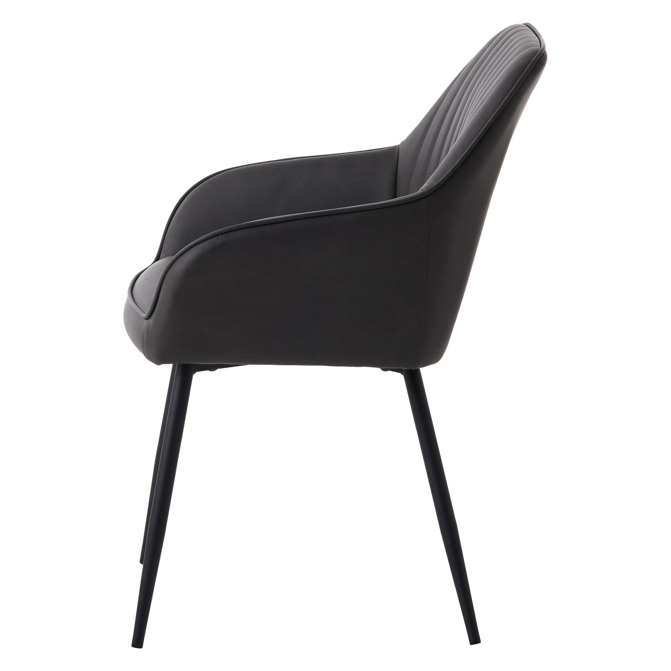 donkergrijze eetkamerstoelen Zane met armleuning afbeelding 3