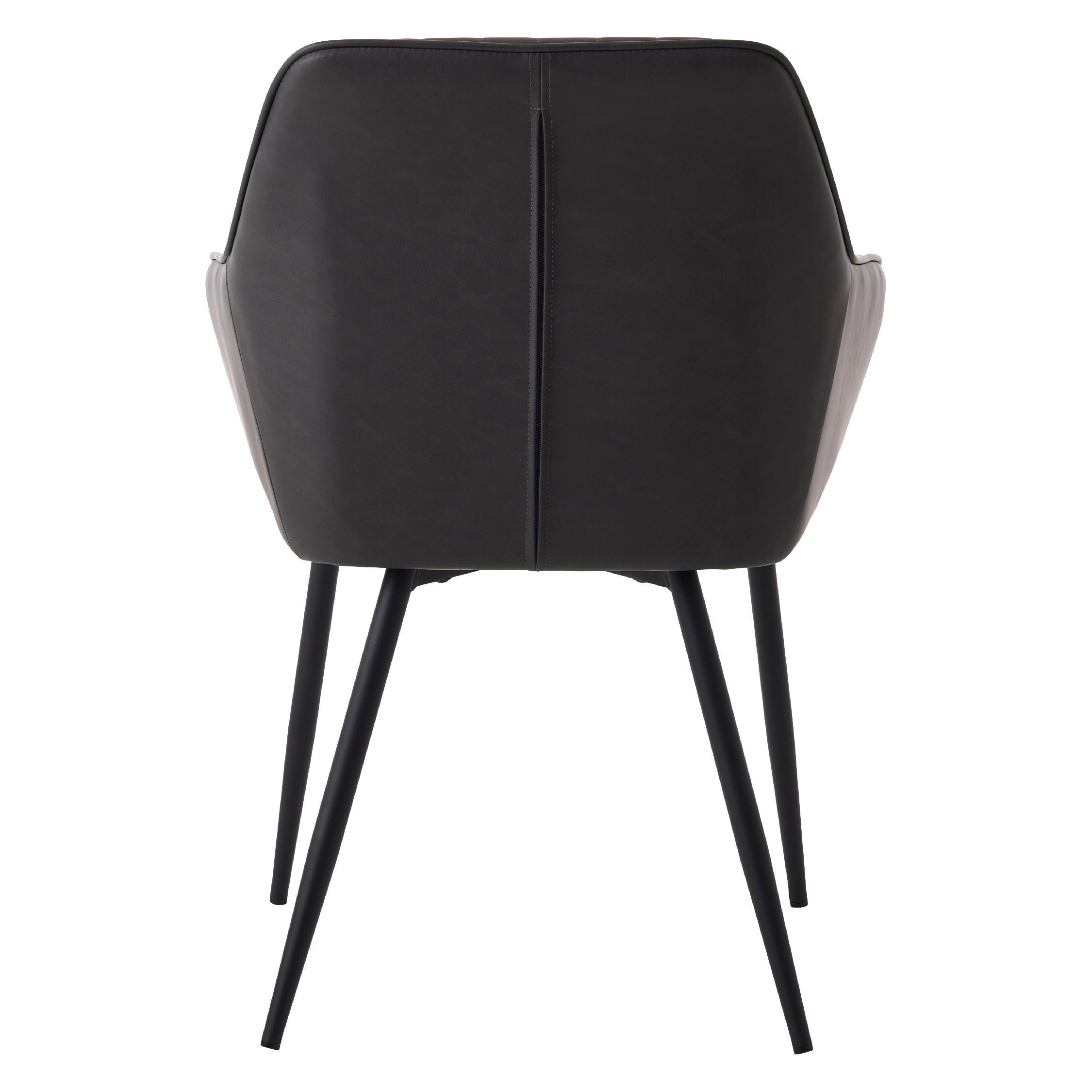 donkergrijze eetkamerstoelen Zane met armleuning afbeelding 4