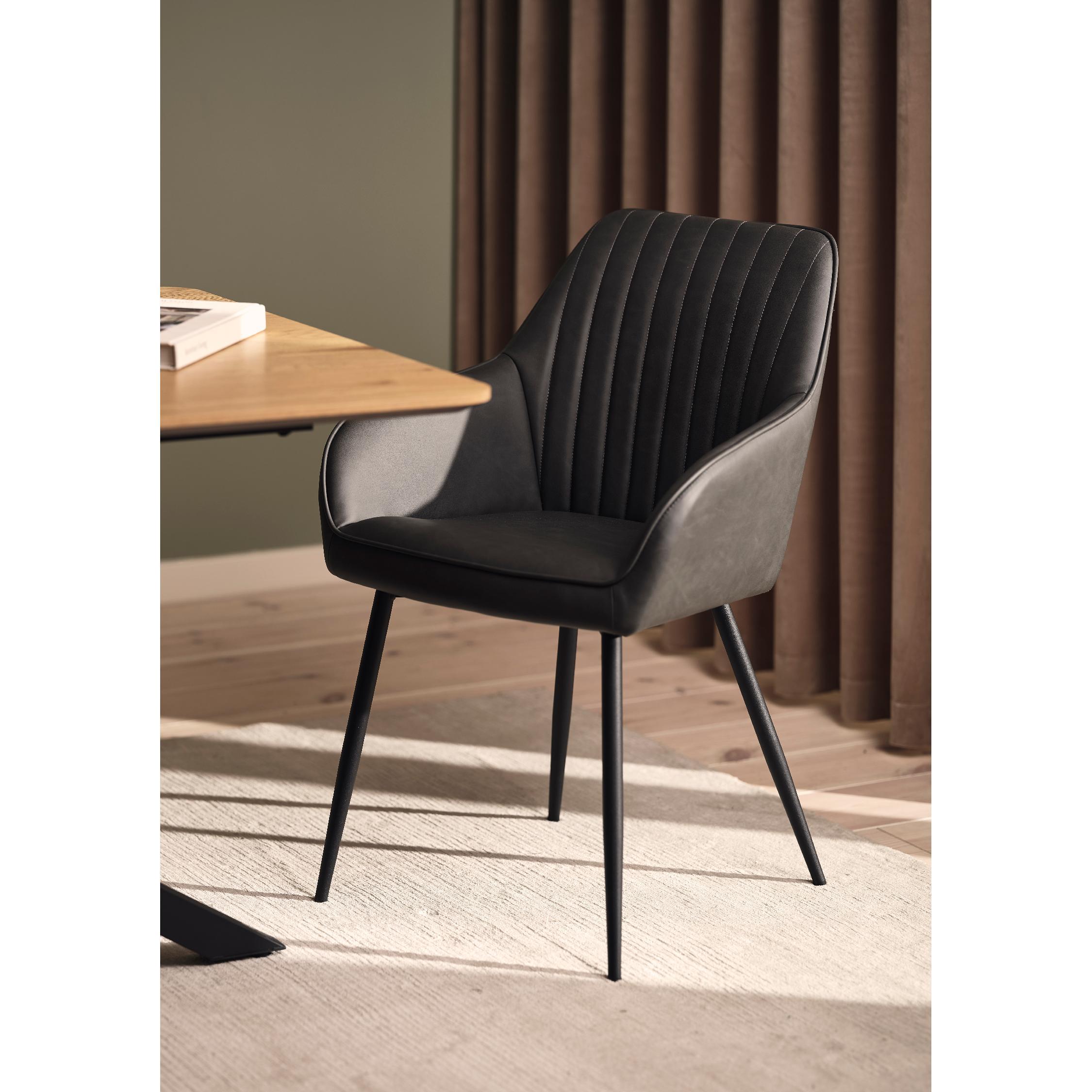 donkergrijze eetkamerstoelen Zane met armleuning afbeelding 11