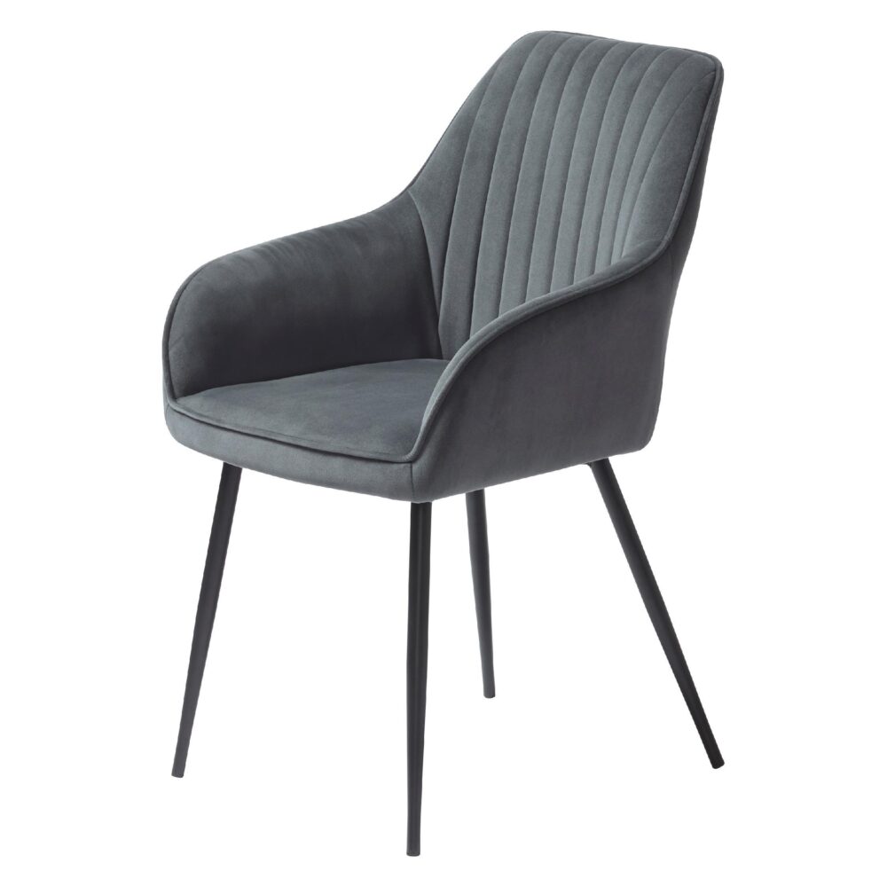 donkergrijze velvet eetkamerstoelen Zane afbeelding 1