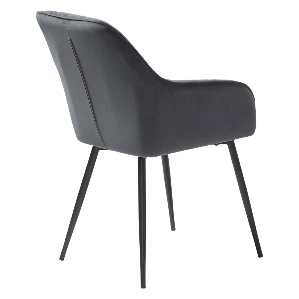 donkergrijze velvet eetkamerstoelen Zane afbeelding 3