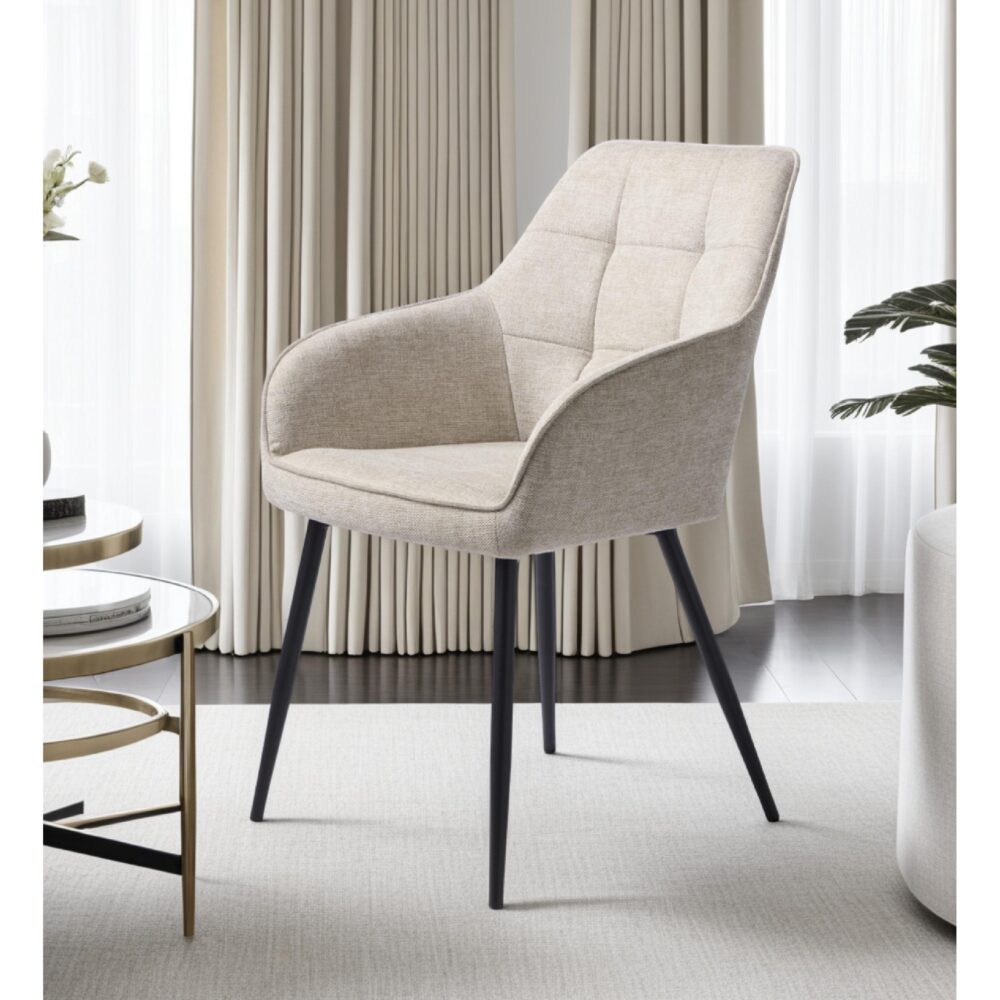 zandkleurige eetkamerstoelen met armleuning Zane afbeelding 16