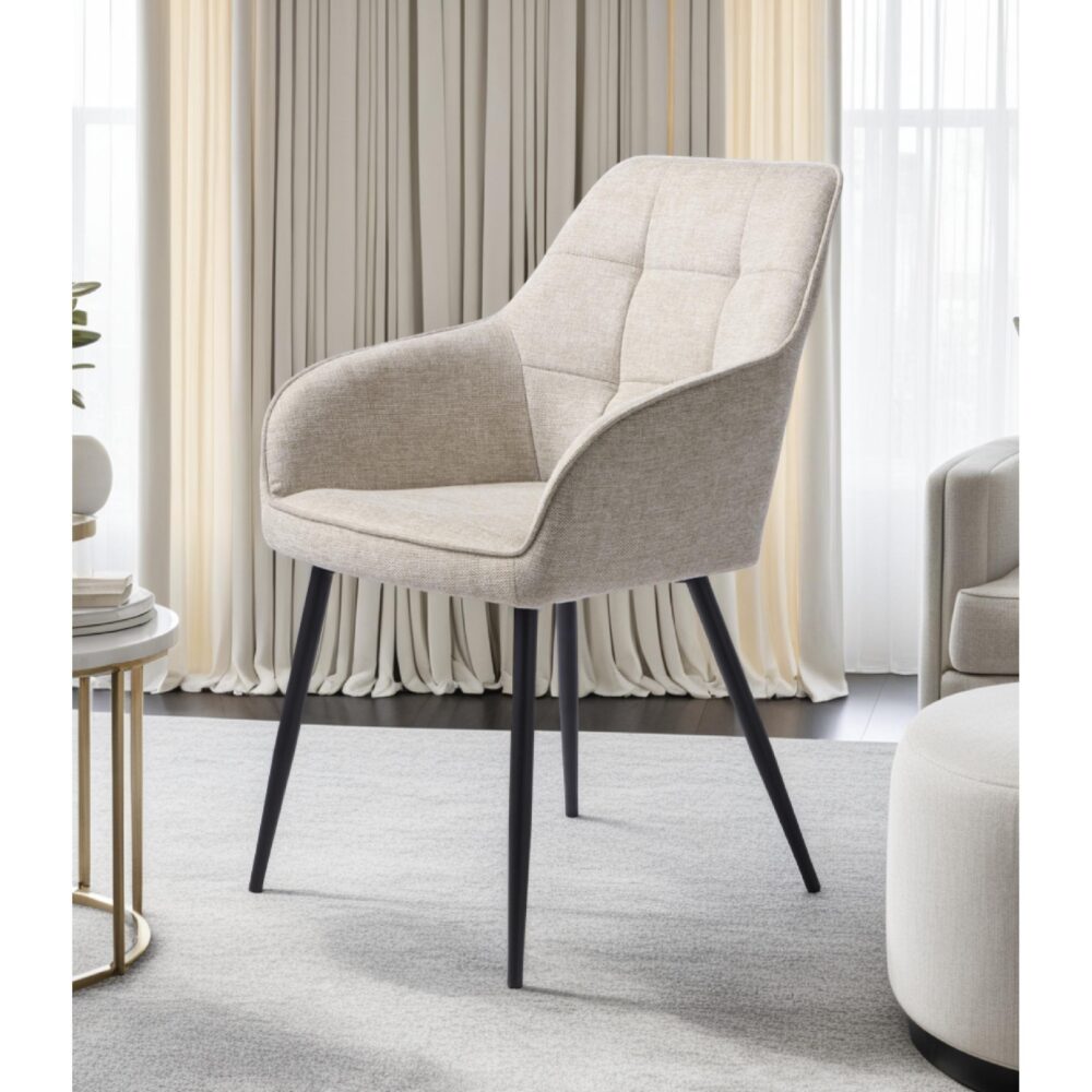 zandkleurige eetkamerstoelen met armleuning Zane afbeelding 11