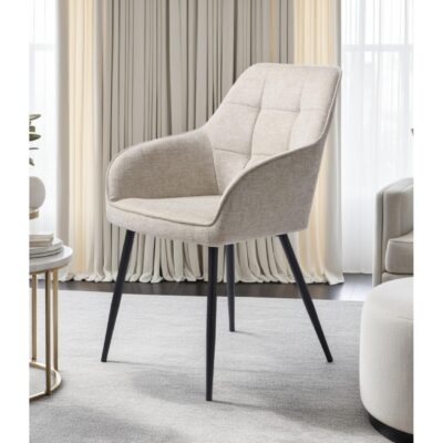 zandkleurige eetkamerstoelen met armleuning Zane afbeelding 11