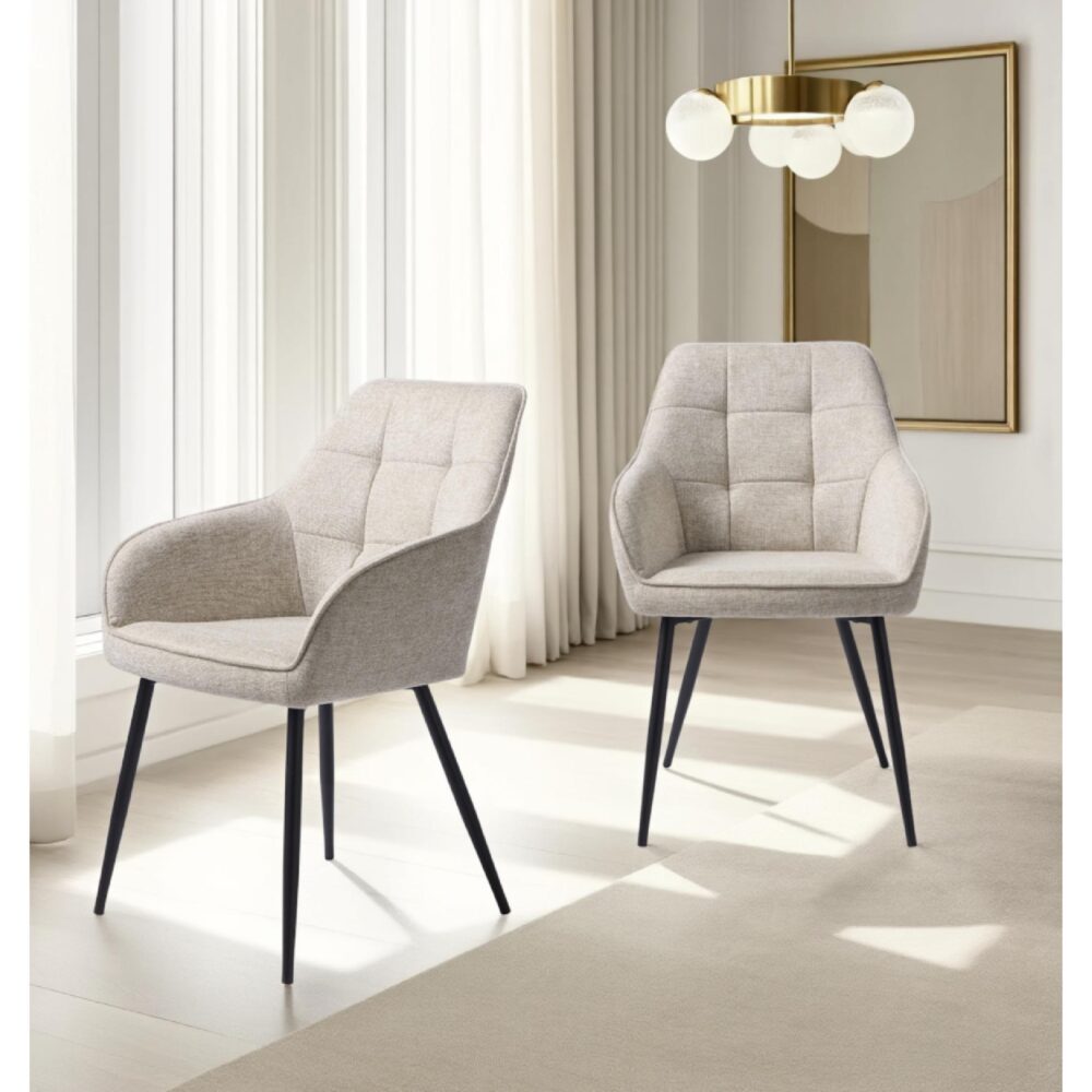 zandkleurige eetkamerstoelen met armleuning Zane afbeelding 12