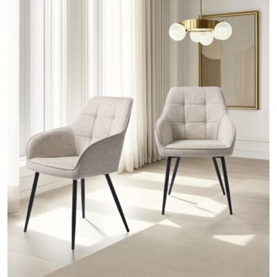 zandkleurige eetkamerstoelen met armleuning Zane afbeelding 12