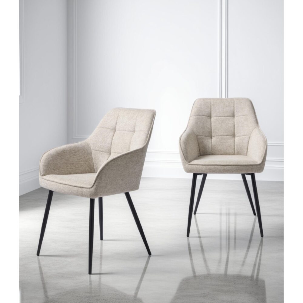 zandkleurige eetkamerstoelen met armleuning Zane afbeelding 13