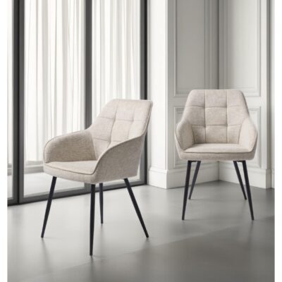 zandkleurige eetkamerstoelen met armleuning Zane afbeelding 14