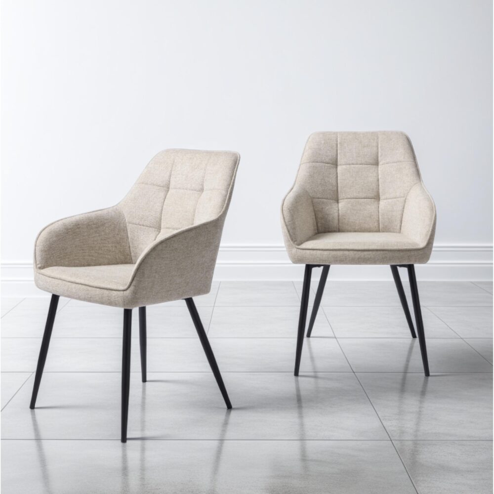 zandkleurige eetkamerstoelen met armleuning Zane afbeelding 15