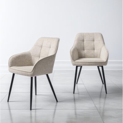 zandkleurige eetkamerstoelen met armleuning Zane afbeelding 15