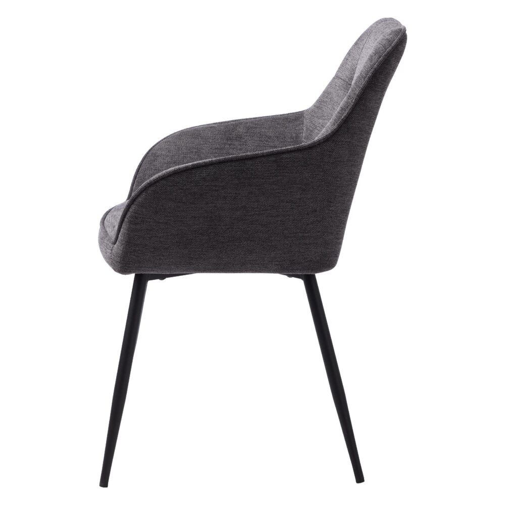 donkergrijze eetkamerstoelen Zane met armleuning afbeelding 2