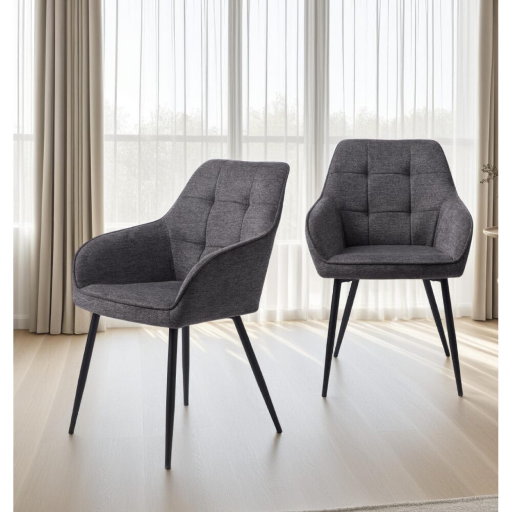 donkergrijze eetkamerstoelen Zane met armleuning afbeelding 11