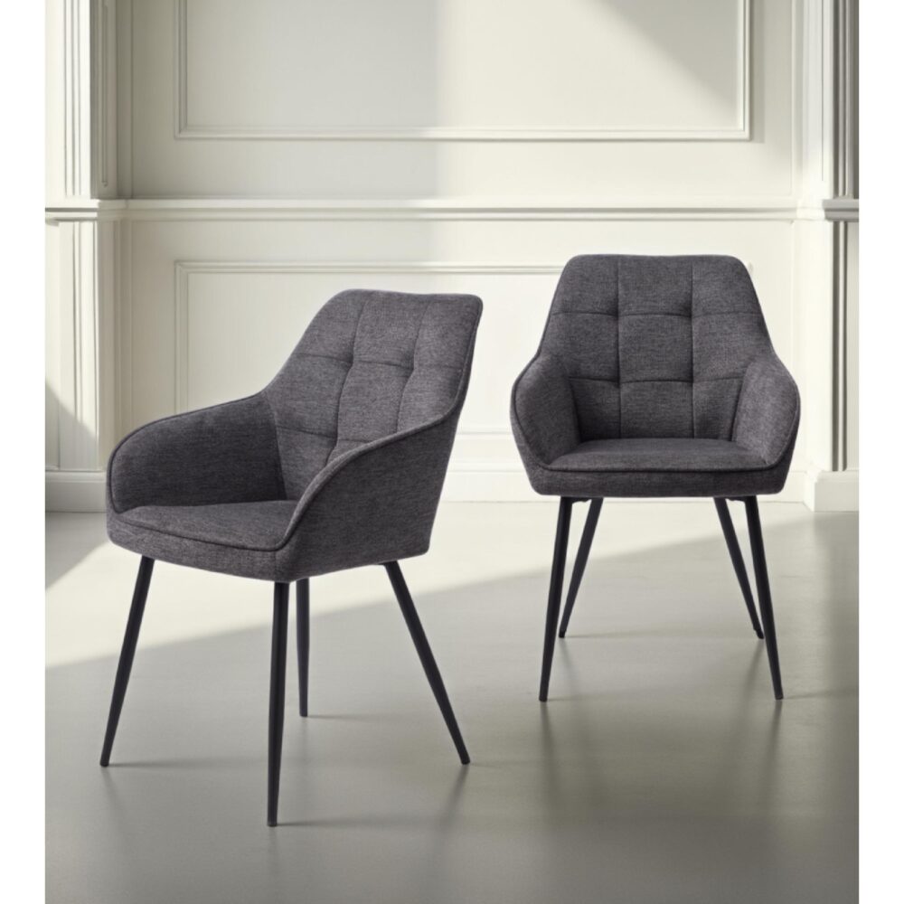 donkergrijze eetkamerstoelen Zane met armleuning afbeelding 14
