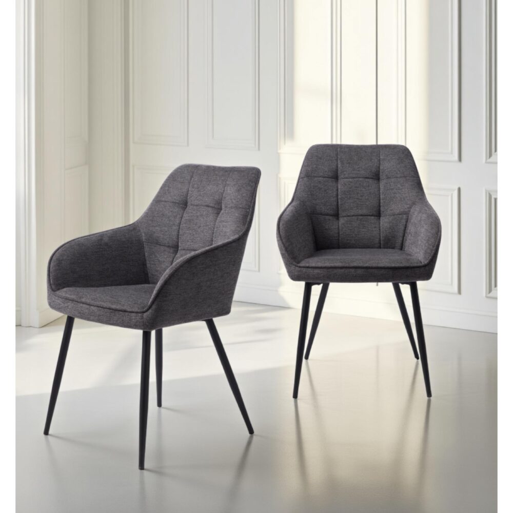 donkergrijze eetkamerstoelen Zane met armleuning afbeelding 15