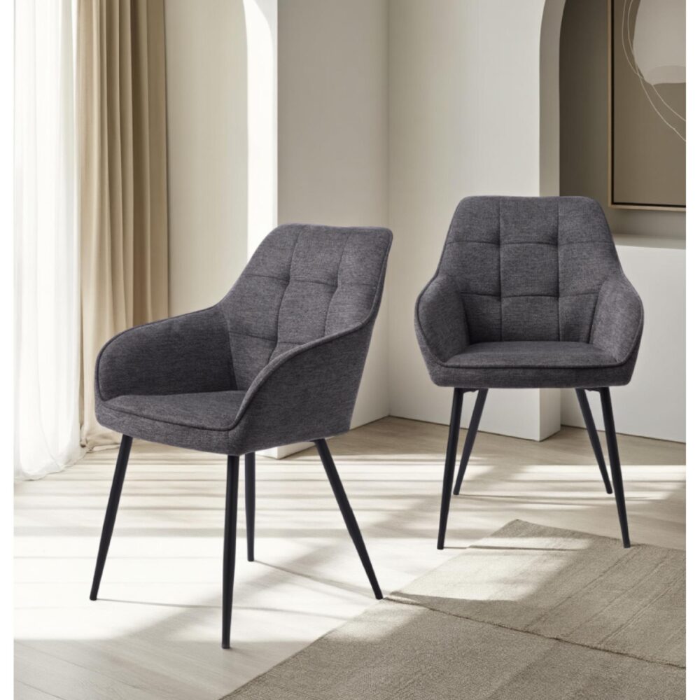 donkergrijze eetkamerstoelen Zane met armleuning afbeelding 16