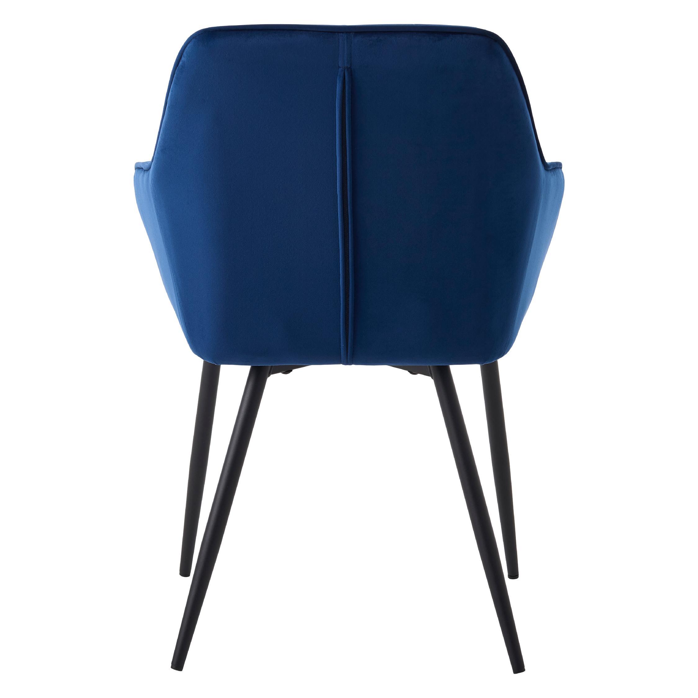 blauwe fluwelen eetkamerstoelen met armleuning Zane afbeelding 4