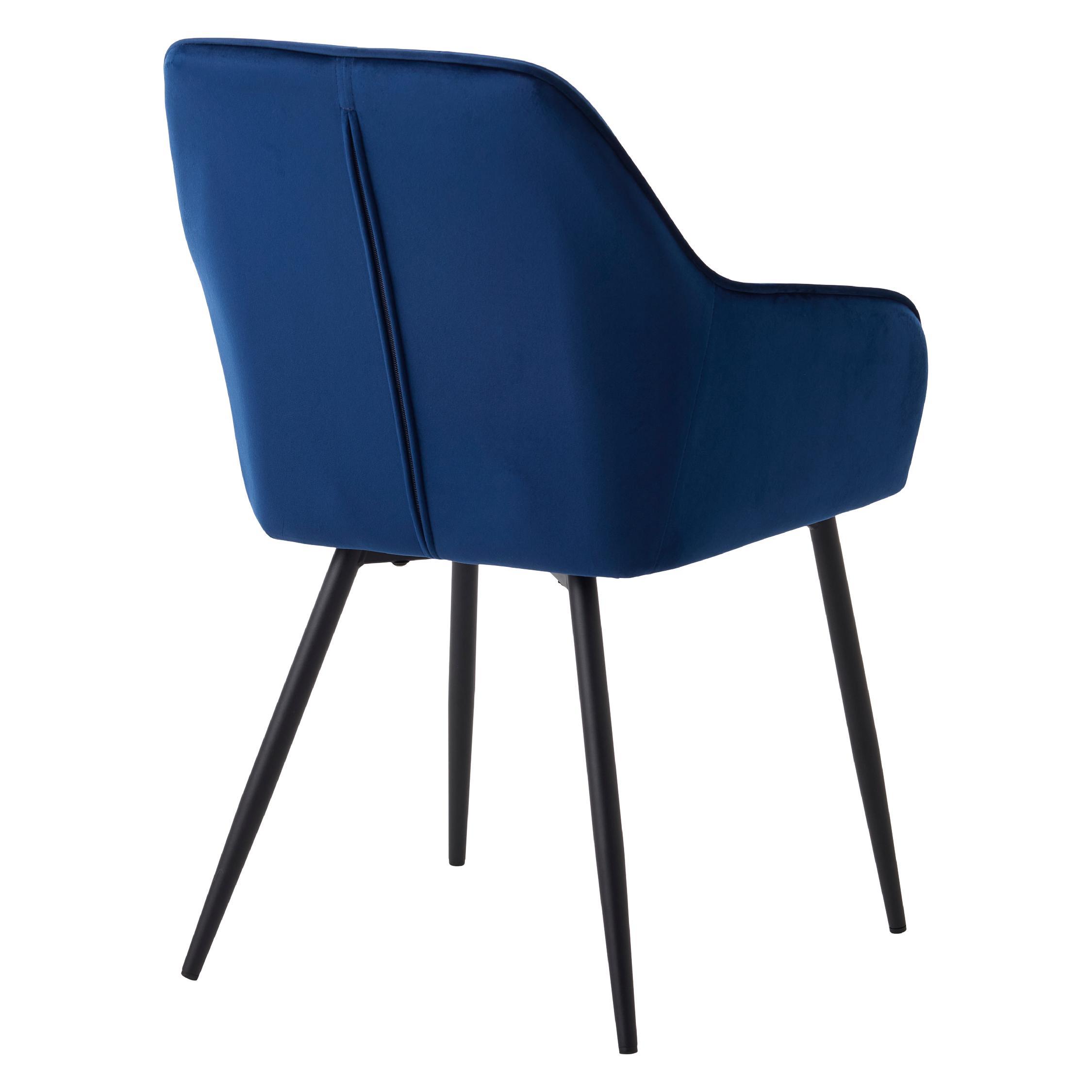 blauwe fluwelen eetkamerstoelen met armleuning Zane afbeelding 5